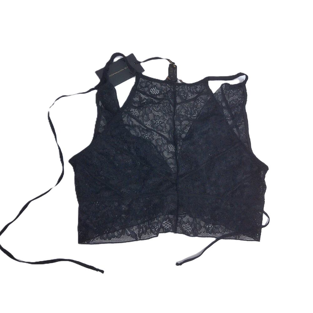 Kiki De Montparnesse Black Stretch Lace Halter Bralette Size Small New - Picture 3 of 8